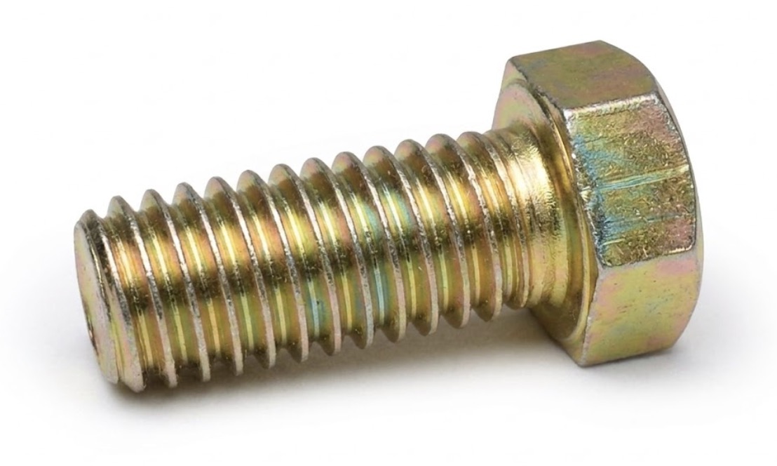 Hex Head Cap Screw, M6 x 1.00 x 20mm, Zinc Yellow, Grade 8.8 — Fasteners photo