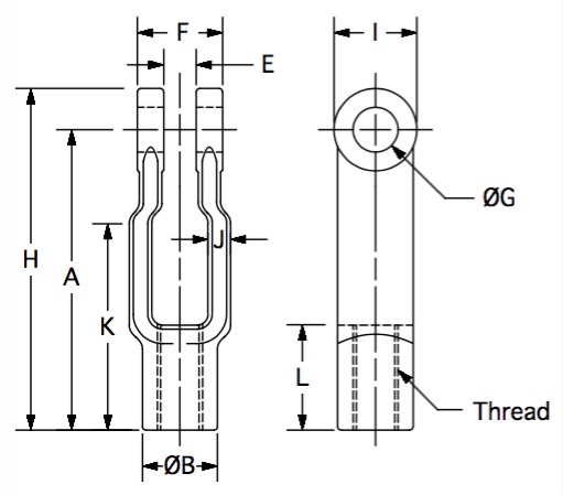 Inset Yoke, 3/8 Blank dimensional drawing